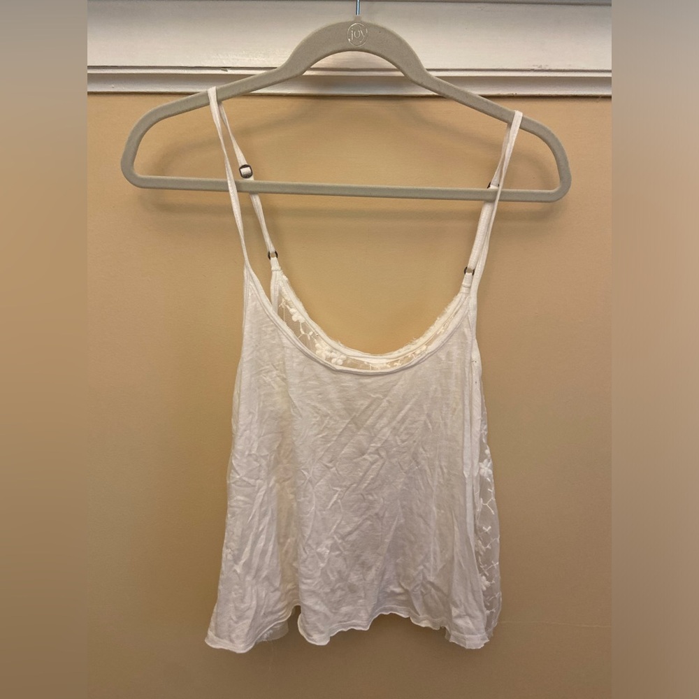 White Lace Trim Cami Top